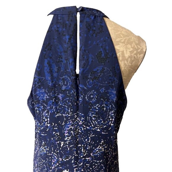 Chelsea28 Purple Blue White Keyhole Front Back A Line Washable Dress L Large - Picture 4 of 7